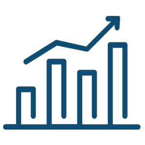 A blue icon of a graph representing fair market rates.