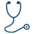A blue stethoscope icon representing healthcare.